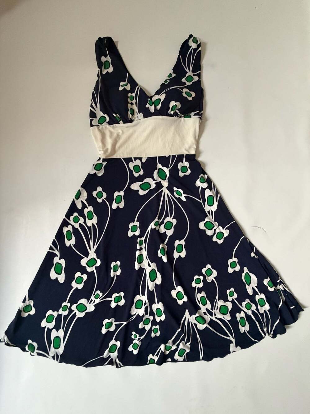 Alyn Paige Womens Size S Navy Floral Print Empire Waist Dress